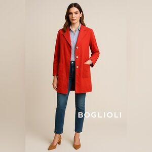✨ BOGLIOLI Milano — Tailored Wool Coat in Terracotta Red (IT 42)